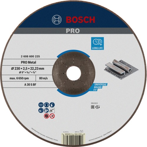 Disco de corte abrasivo PRO Metal, 230 x 2,5 x 22,23 mm, oSa