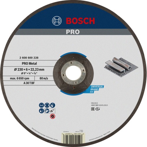Disco de desbaste PRO Metal, 230 x 6 x 22,23 mm, oSa