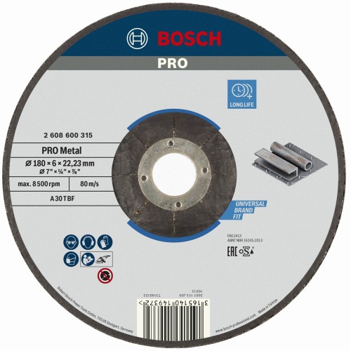 Disco de desbaste PRO Metal, 180 x 6 x 22,23 mm, oSa