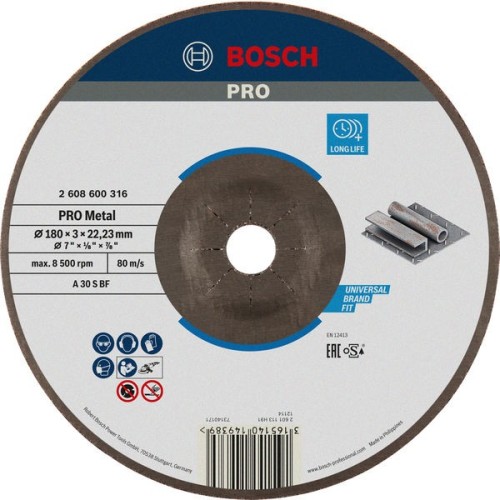 Disco de corte abrasivo PRO Metal, 180 x 3 x 22,23 mm, oSa