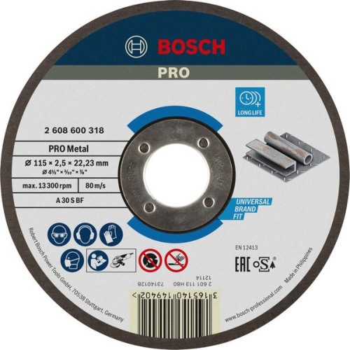 Disco de corte abrasivo PRO Metal, 115 x 2,5 x 22,23 mm, oSa
