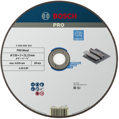 Disco de corte abrasivo PRO Metal, 230 x 3 x 22,23 mm, oSa