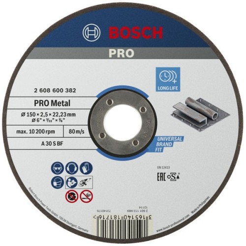 Disco de corte abrasivo PRO Metal, 150 x 2,5 x 22,23 mm, oSa
