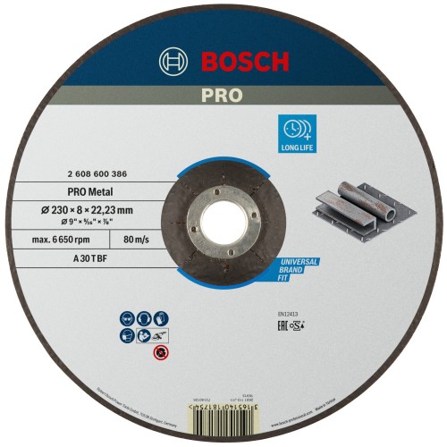 Disco de desbaste PRO Metal, 230 x 8 x 22,23 mm