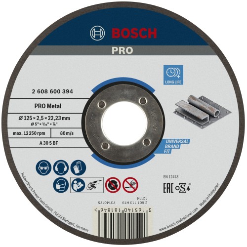 Disco de corte abrasivo PRO Metal, 125 x 2,5 x 22,23 mm, oSa