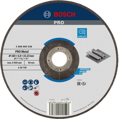 Disco de desbaste PRO Metal, 180 x 4,8 x 22,23 mm