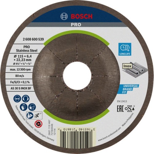 Disco de desbaste PRO Stainless Steel, 115 x 6 x 22,23 mm