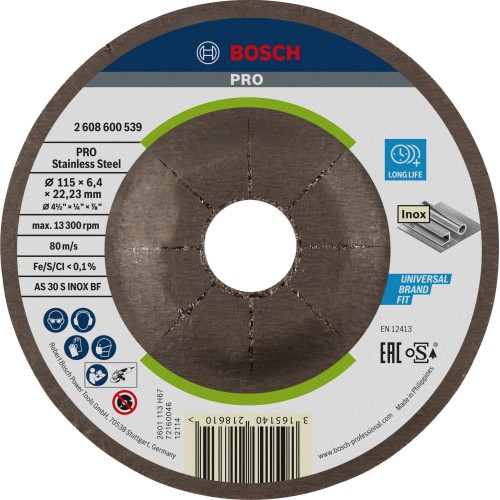 Disco de desbaste PRO Stainless Steel, 115 x 6 x 22,23 mm