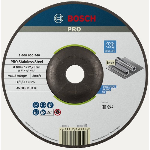 Disco de desbaste PRO Stainless Steel, 180 x 6 x 22,23 mm