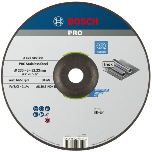 Disco de desbaste PRO Stainless Steel, 230 x 6 x 22,23 mm