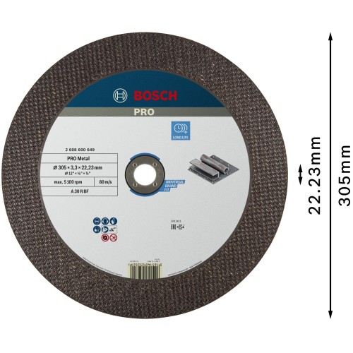 Disco de corte abrasivo PRO Metal, 300 x 3,2 x 22,23 mm