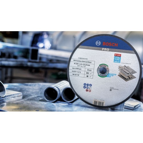 Disco de corte abrasivo PRO Stainless Steel and Metal, 230 x 1,9 x 22,23 mm, cóncavo