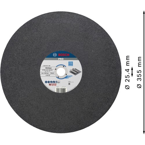 Disco de corte abrasivo PRO Metal, 355 x 2,8 x 25,4 mm