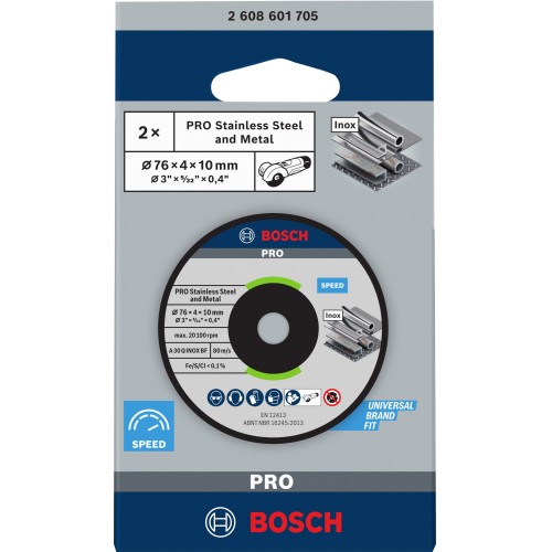 Disco de desbaste PRO Stainless Steel and Metal, 76 x 4 x 10 mm