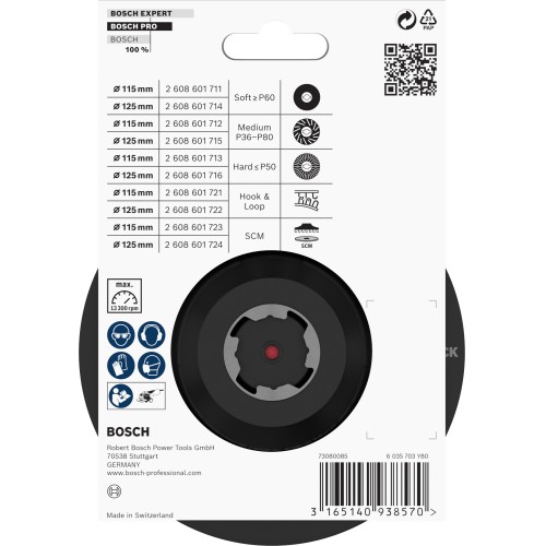 PRO Backing Pad X-Lock, 115 mm, con fijación de gancho y bucle