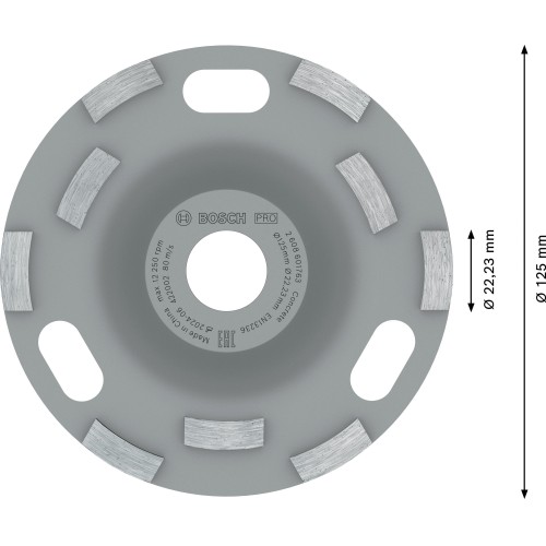 Vaso de desbaste PRO Concrete, 50 x 125 mm, 22,23 mm
