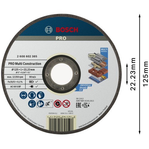 Disco de corte PRO Multi Material, 125 x 1 x 22,23 mm