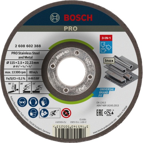 Disco abrasivo 3 en 1 PRO Stainless Steel and Metal, 115 x 2,5 x 22,23 mm