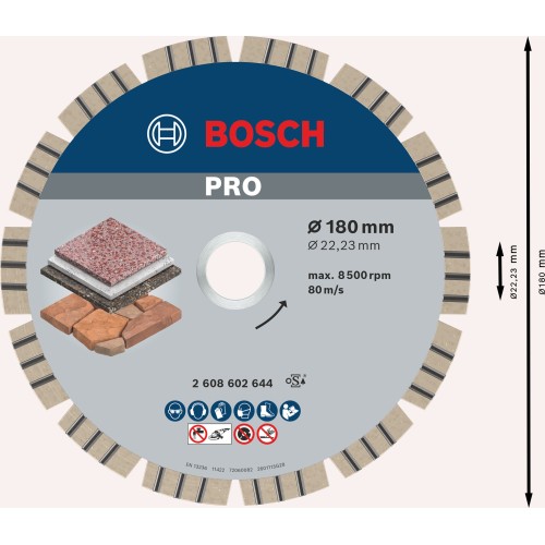 Disco de diamante PRO Stone, 180 x 22,23 mm