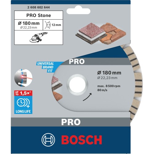Disco de diamante PRO Stone, 180 x 22,23 mm