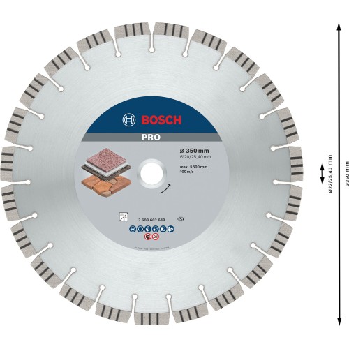 Disco de diamante PRO Stone, 350 x 20/25,4 mm
