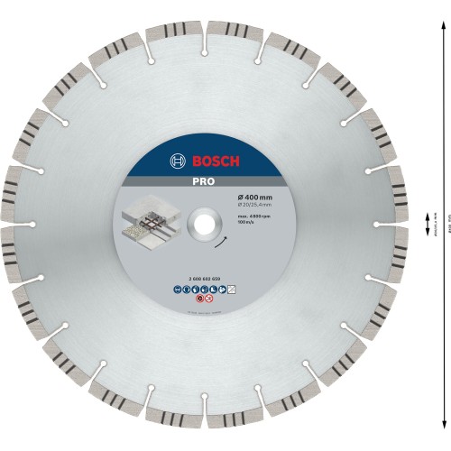 Disco de diamante PRO Concrete, 400 x 20/25,4 mm