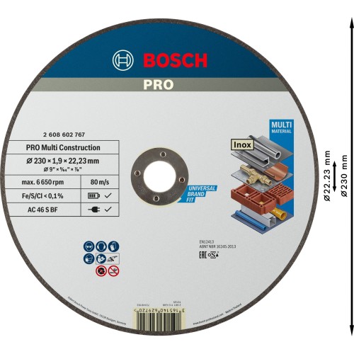 Disco de corte PRO Multi Material, 230 x 1,9 x 22,23 mm