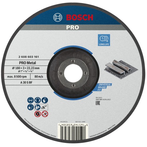 Disco de corte abrasivo PRO Metal, 180 x 3 x 22,23 mm