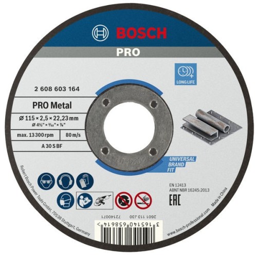 Disco de corte abrasivo PRO Metal, 115 x 2,5 x 22,23 mm