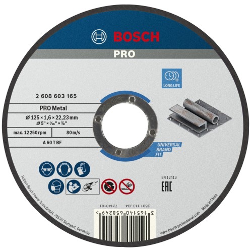 Disco de corte abrasivo PRO Metal, 125 x 1,6 x 22,23 mm