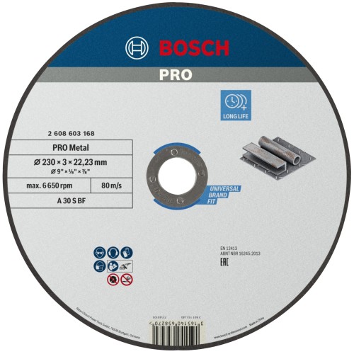 Disco de corte abrasivo PRO Metal, 230 x 3 x 22,23 mm