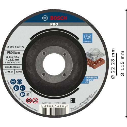 Disco de corte PRO Stone, 115 x 2,5 x 22,23 mm