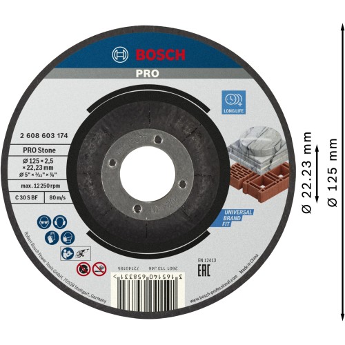 Disco de corte PRO Stone, 125 x 2,5 x 22,23 mm