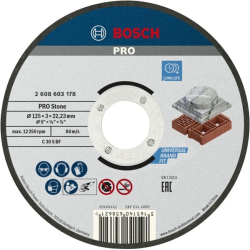 Disco de corte PRO Stone, 125 x 3 x 22,23 mm