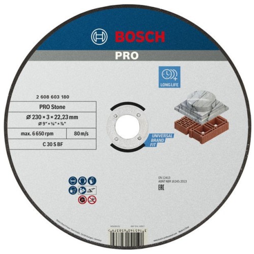 Disco de corte abrasivo PRO Stone, 230 x 3 x 22,23 mm, recto