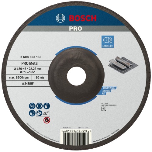 Disco de desbaste PRO Metal, 180 x 6 x 22,23 mm