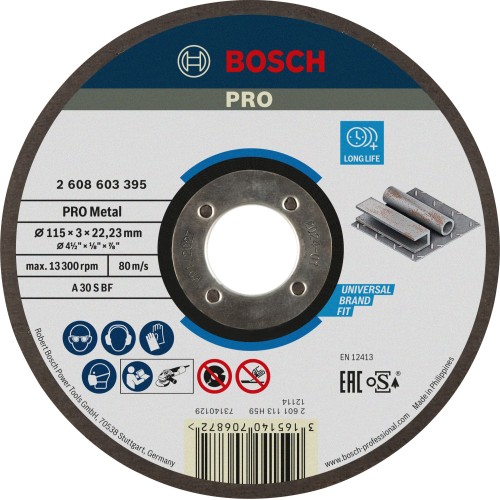 Disco de corte abrasivo PRO Metal, 115 x 3 x 22,23 mm