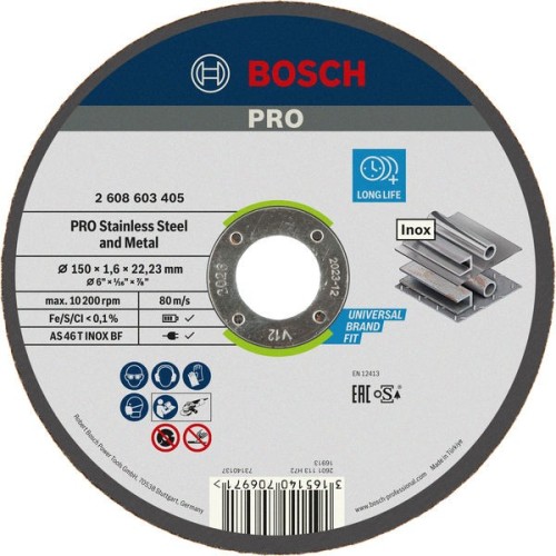 Disco de corte abrasivo PRO Stainless Steel and Metal, 150 x 1,6 x 22,23 mm, recto, oSa