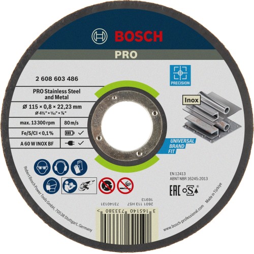 Disco de corte PRO Stainless Steel and Metal, 115 x 0,8 x 22,23 mm