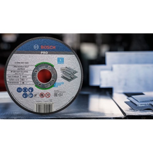 Disco de corte abrasivo PRO Stainless Steel and Metal, 125 x 0,8 x 22,23 mm, recto