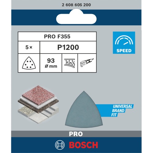 Hoja de lija PRO F355, 93 mm, G1200, 5 unidades