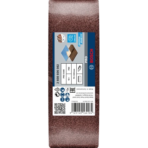 Banda de lija PRO X440, 75 x 533 mm, G80, 10 unidades