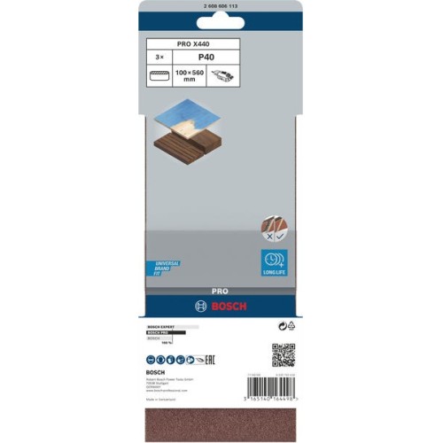 Banda de lija PRO X440, 100 x 560 mm, G40, 3 unidades