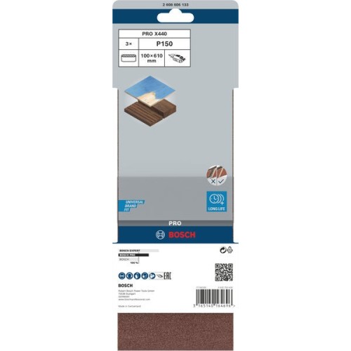 Banda de lija PRO X440, 100 x 610 mm, G150, 3 unidades