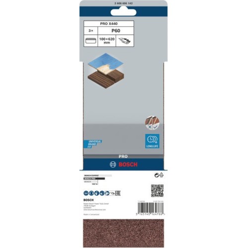 Banda de lija PRO X440, 100 x 620 mm, G60, 3 unidades