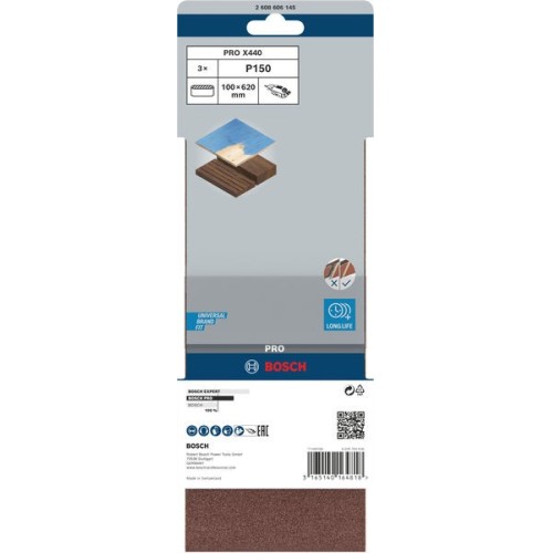 Banda de lija PRO X440, 100 x 620 mm, G150, 3 unidades