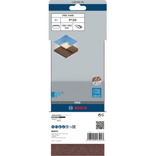 Banda de lija PRO X440, 100 x 552 mm, G120, 3 unidades