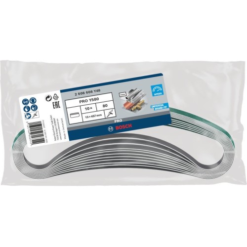 Banda de lija PRO Y580, 13 x 457 mm, G80, 10 unidades