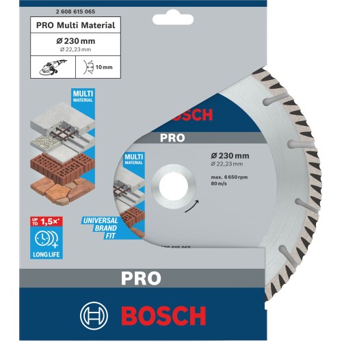 Disco de corte con diamante PRO Multi Material, 230 x 22,23 mm
