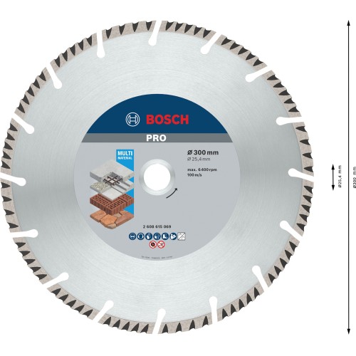 Disco de corte con diamante PRO Multi Material, 300 x 25,4 mm